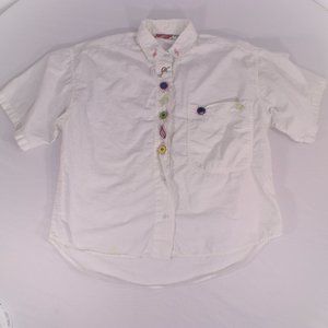 Pinwheels Embroidered Music Note Button Down Shirt